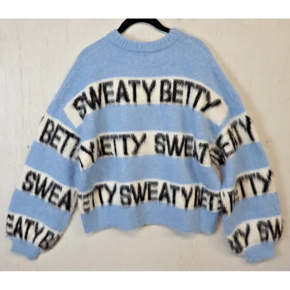 Vintage Sweaty Betty Sweater Womens‎ Size 8 Knit Jumper Alpaca Wool Blue Short
